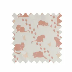 Sale Ecru Large Cat Print Fabric - Cotton Tea Towels | Fabric By The Metre