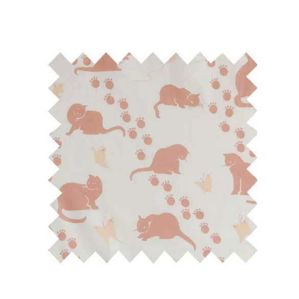 Sale Ecru Large Cat Print Fabric - Cotton Tea Towels | Fabric By The Metre