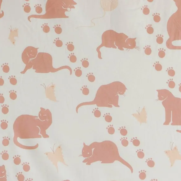 Sale Ecru Large Cat Print Fabric - Cotton Tea Towels | Fabric By The Metre