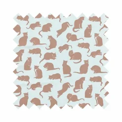 Discount Ecru Small Cat Print Fabric - Cotton Tea Towels | Fabric By The Metre