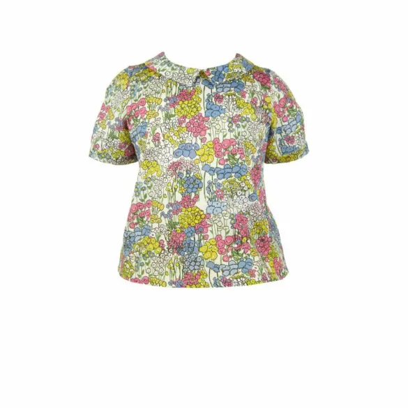 Shop Edna Girl's Blouse - Cream Flower Garden Tea Towels