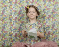 Shop Edna Girl's Blouse - Cream Flower Garden Tea Towels
