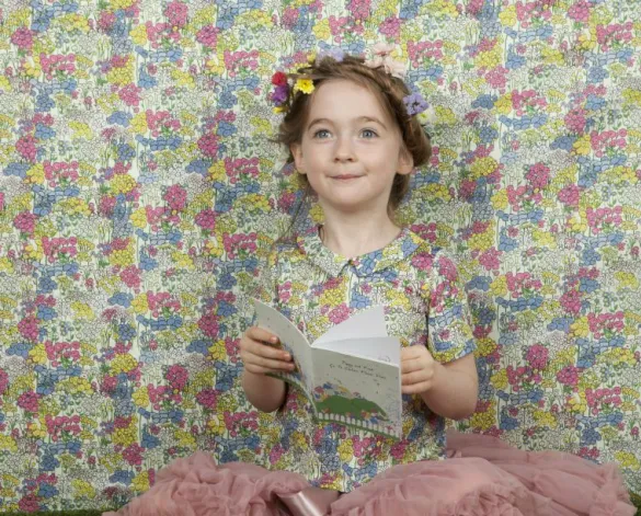Shop Edna Girl's Blouse - Cream Flower Garden Tea Towels