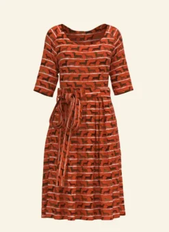 Store Elsie Dress - Rust Sausage Dog Women Dresses | Tea Towels