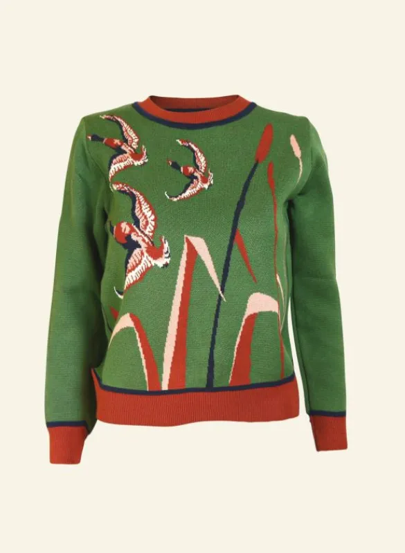 Shop Esther - Green Flying Ducks Jumper Tea Towels