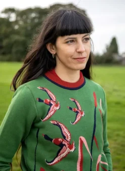 Shop Esther - Green Flying Ducks Jumper Tea Towels