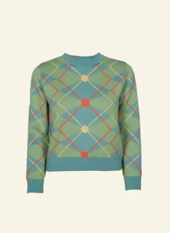 Sale Esther - Green/Blue Argyle Jumper Tea Towels