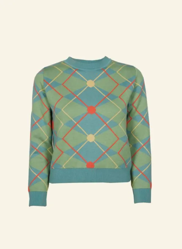 Sale Esther - Green/Blue Argyle Jumper Tea Towels