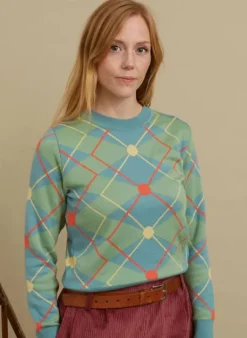 Sale Esther - Green/Blue Argyle Jumper Tea Towels
