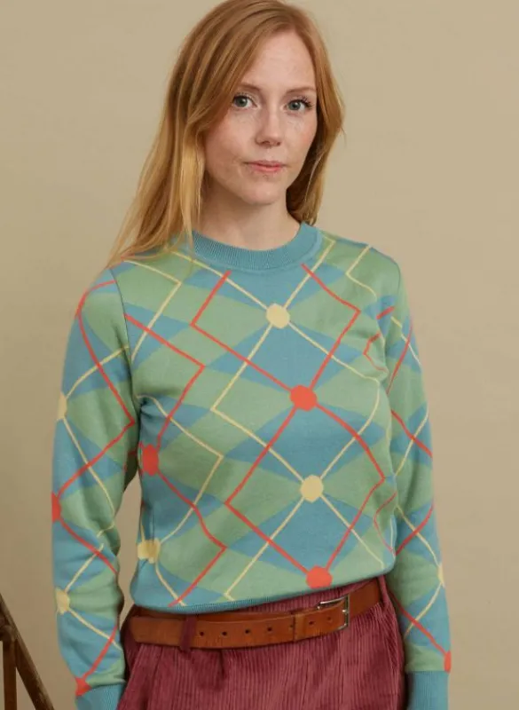 Sale Esther - Green/Blue Argyle Jumper Tea Towels