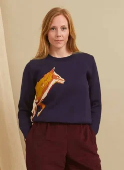Discount Esther Long - Navy Fox Jumper Women Knitwear | Tea Towels