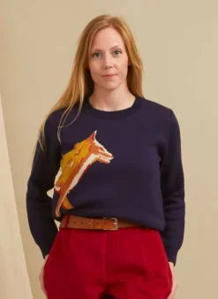 Discount Esther Long - Navy Fox Jumper Women Knitwear | Tea Towels