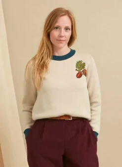 Outlet Esther Long Knitted Jumper - Cream Squirrel Women Knitwear | Tea Towels