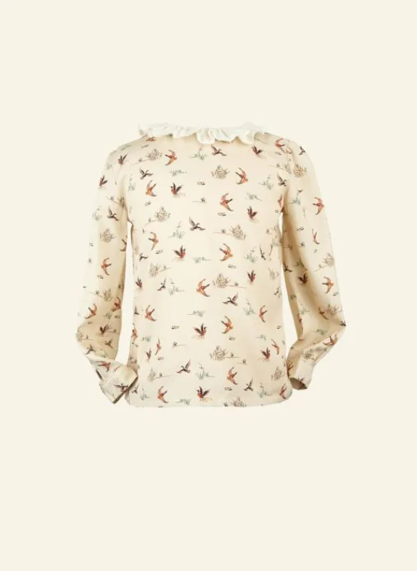 Sale Ethel Girl's Blouse - Cream Ducks Tea Towels
