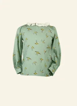 Flash Sale Ethel Girl's Blouse - Green Swallows Tea Towels