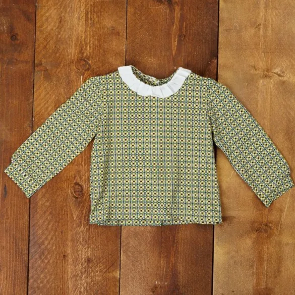 Cheap Ethel Girl's Blouse - Green Check Tea Towels