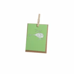 Fashion Greeting Card - Green Helicopter Tea Towels