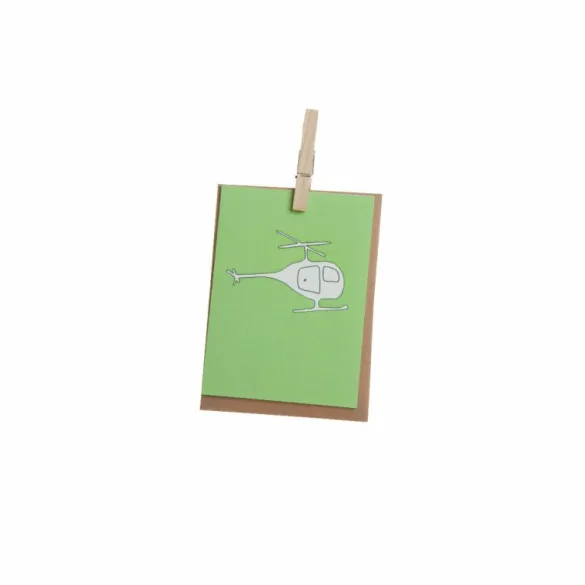 Fashion Greeting Card - Green Helicopter Tea Towels