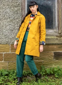 Best Sale Heritage - Mustard Trench Coat Badges Lining Women Coats & Jackets | Waxed Cotton Trench Coats