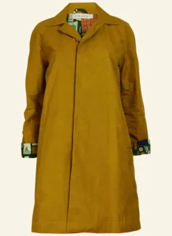 Best Sale Heritage - Mustard Trench Coat Badges Lining Women Coats & Jackets | Waxed Cotton Trench Coats