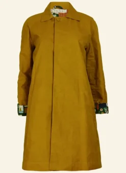 Best Sale Heritage - Mustard Trench Coat Badges Lining Women Coats & Jackets | Waxed Cotton Trench Coats