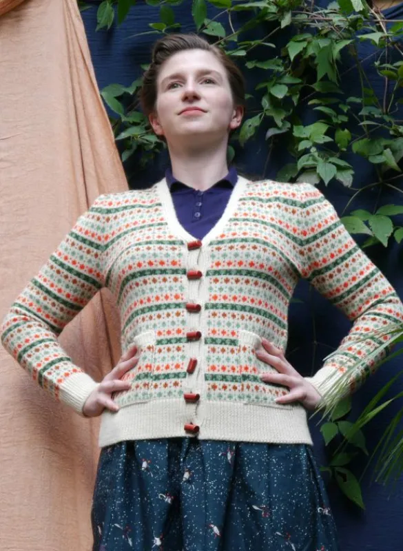 Clearance Heritage - Popcorn Cream Cardigan Women Knitwear | Wool Knitwear
