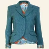 Store Heritage Riding Jacket - Teal with Treasure Map Lining Women Coats & Jackets | Tweed Jackets