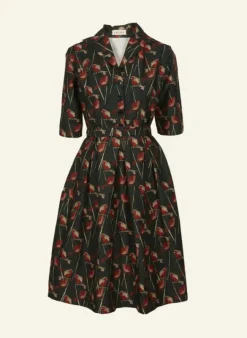 Cheap Ida - Forest Green Robin Dress | 100% Organic Cotton Women Dresses | Tea Towels