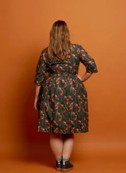 Cheap Ida - Forest Green Robin Dress | 100% Organic Cotton Women Dresses | Tea Towels
