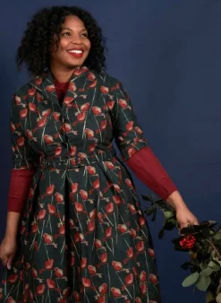 Cheap Ida - Forest Green Robin Dress | 100% Organic Cotton Women Dresses | Tea Towels