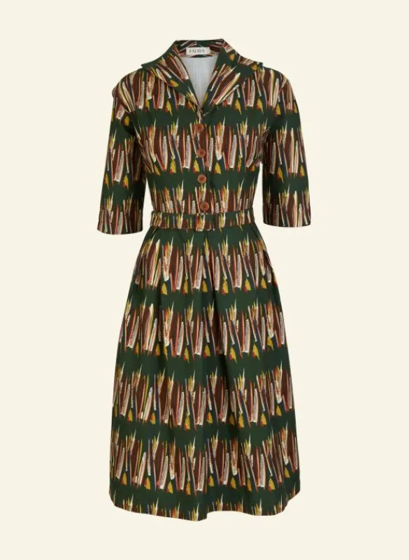 Outlet Ida - Green Mid-Century Feather Dress Women Dresses | Tea Towels