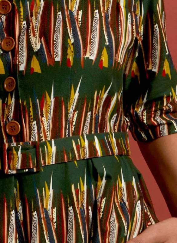 Outlet Ida - Green Mid-Century Feather Dress Women Dresses | Tea Towels