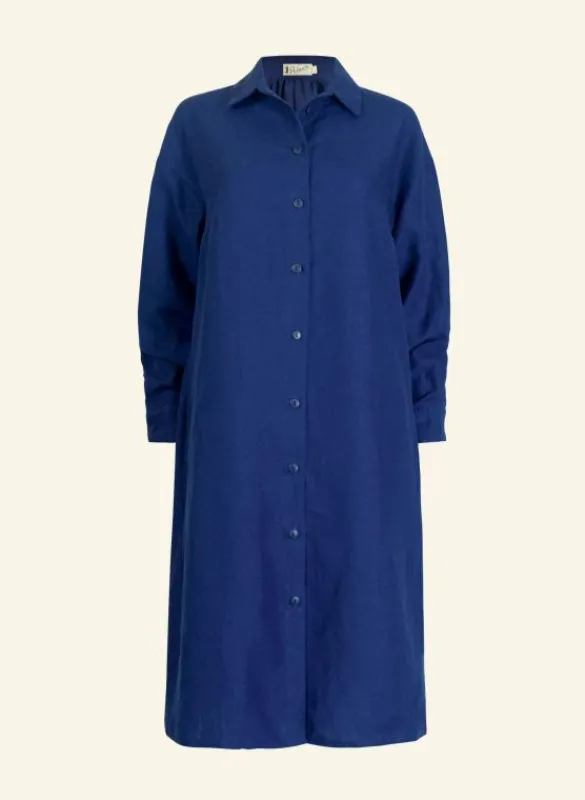 Flash Sale Izzy Dress - Navy Linen Women Dresses | Tea Towels