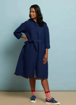 Flash Sale Izzy Dress - Navy Linen Women Dresses | Tea Towels