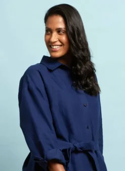 Flash Sale Izzy Dress - Navy Linen Women Dresses | Tea Towels