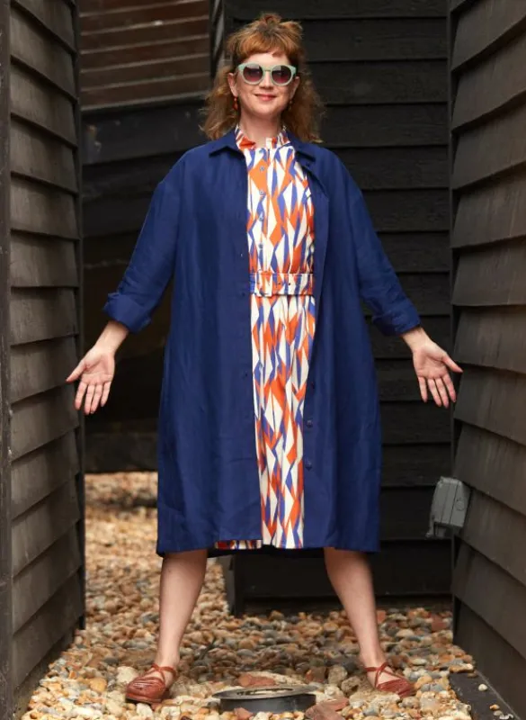 Flash Sale Izzy Dress - Navy Linen Women Dresses | Tea Towels