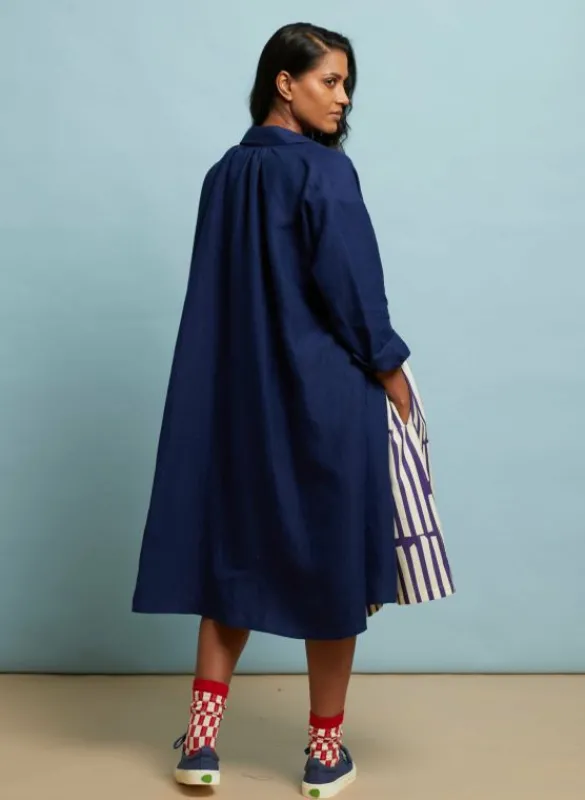 Flash Sale Izzy Dress - Navy Linen Women Dresses | Tea Towels