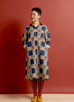 Hot Izzy Shirt Dress - Navy Check Women Dresses | Tea Towels