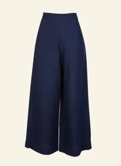 Cheap Josephine Trousers - Navy Linen Women Trousers | Tea Towels