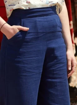 Cheap Josephine Trousers - Navy Linen Women Trousers | Tea Towels