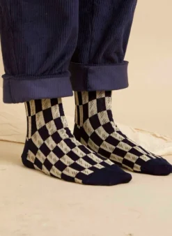 Shop Knee High Socks - Navy Feather Women Socks | Socks
