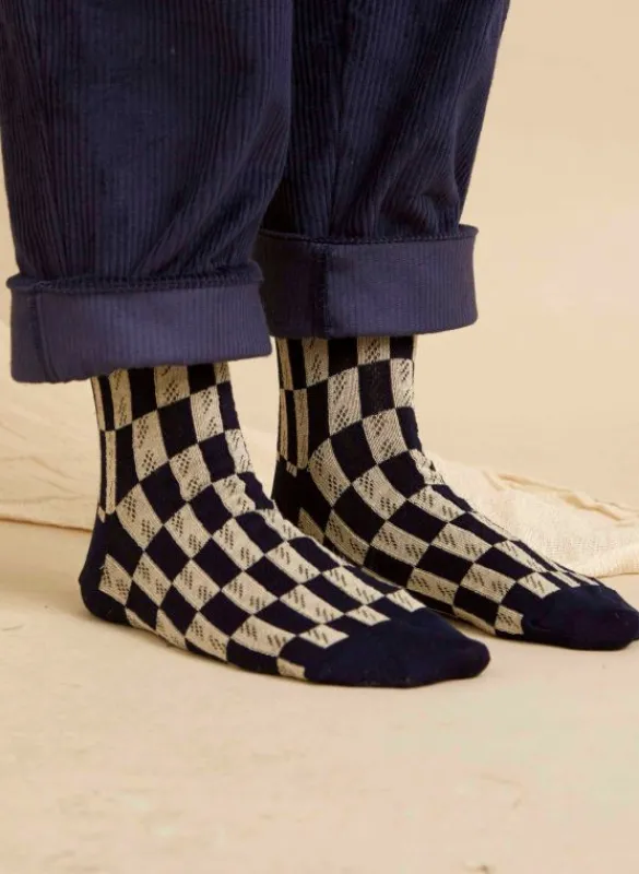 Shop Knee High Socks - Navy Feather Women Socks | Socks
