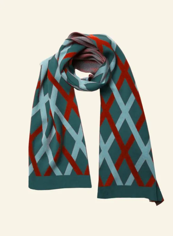 Fashion Knitted Scarf - Teal Lattice Women Knitted Accessories | Tea Towels
