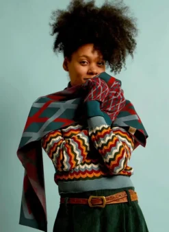 Fashion Knitted Scarf - Teal Lattice Women Knitted Accessories | Tea Towels