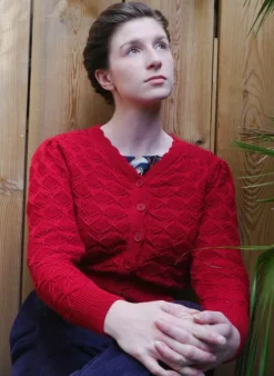 Hot Leah Winter Vine Knitted Cardigan - Burgundy Women Knitwear | Tea Towels