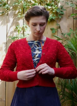 Hot Leah Winter Vine Knitted Cardigan - Burgundy Women Knitwear | Tea Towels