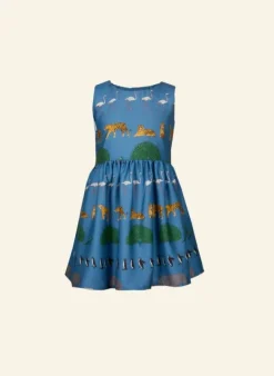 Online Martha Children's Dress - Blue Walking Zoo Kids Children's Dresses