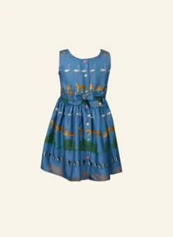 Online Martha Children's Dress - Blue Walking Zoo Kids Children's Dresses