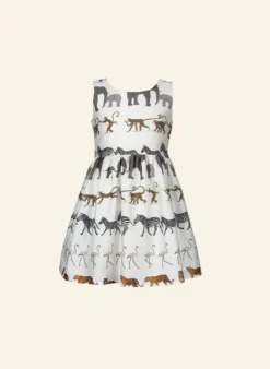 Store Martha Children's Dress - Ivory Walking Zoo Kids Children's Dresses