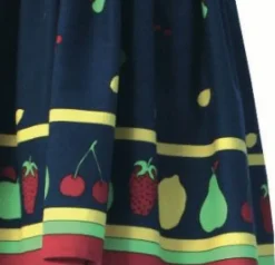 Clearance Navy Fruit - Double Border - Cotton - Fabric Fabric By The Metre